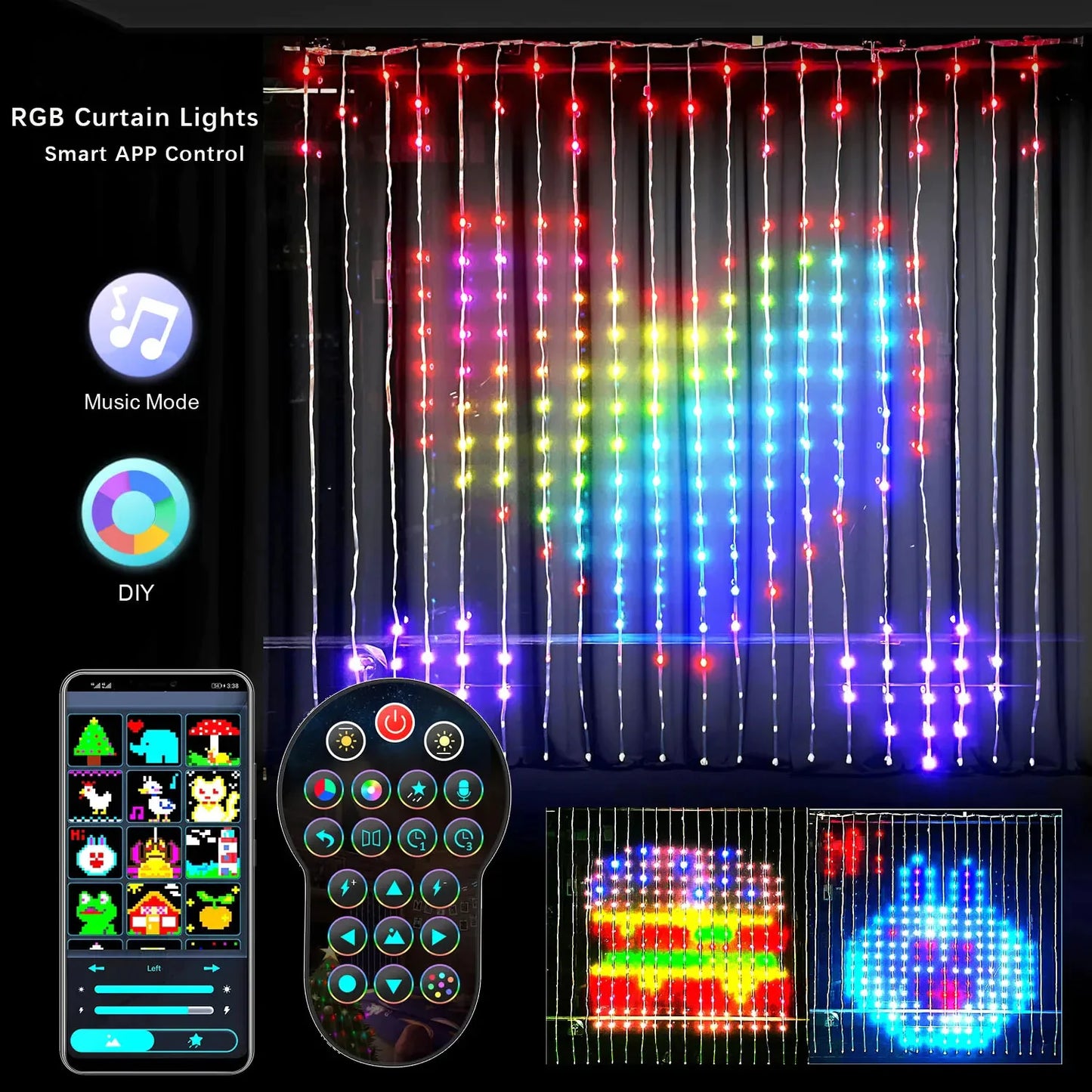 LED Bluetooth Smart RGB Curtain Lights -