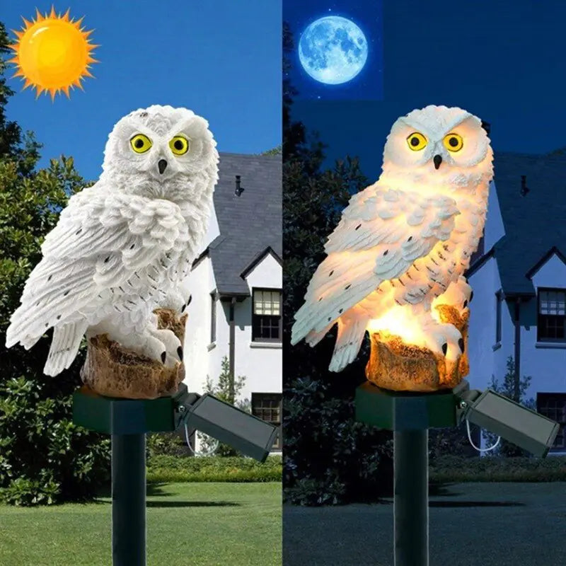 Solar-Powered Owl Statue Lights!