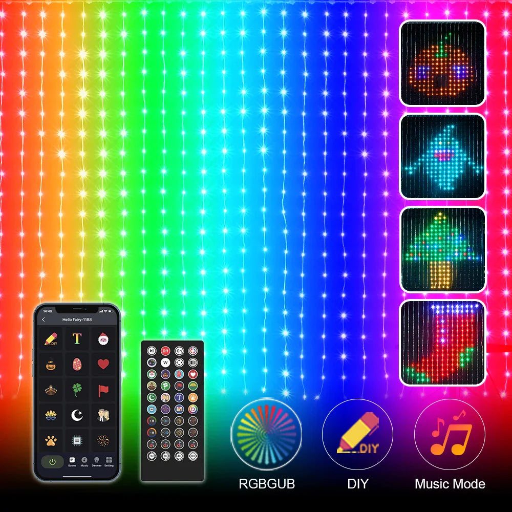 LED Bluetooth Smart RGB Curtain Lights -