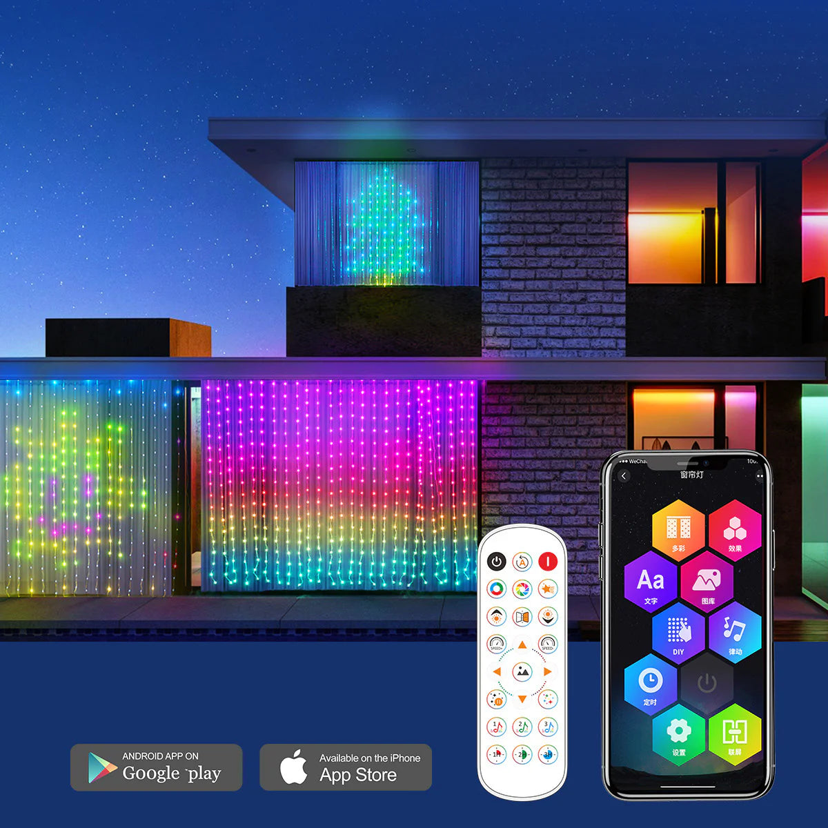 LED Bluetooth Smart RGB Curtain Lights -